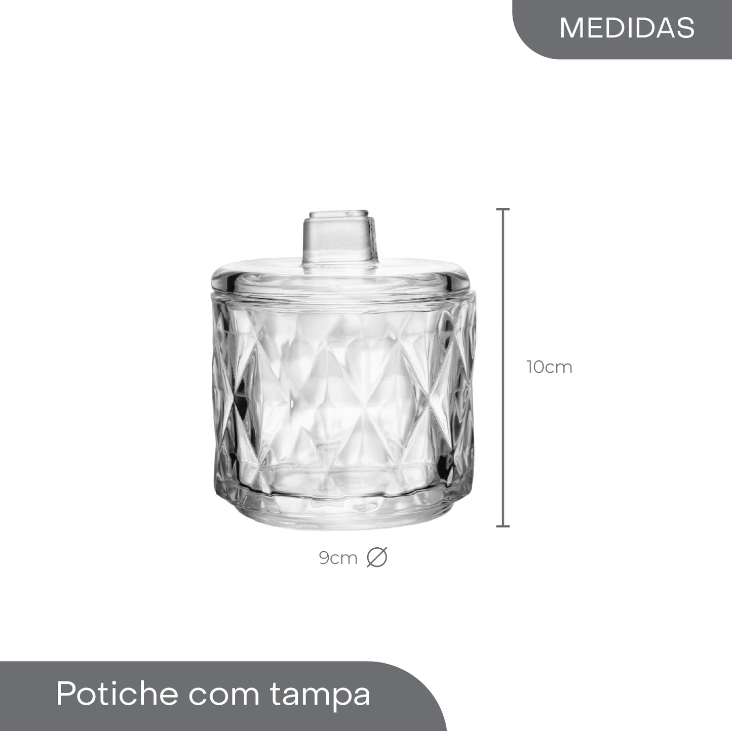 Potiche Diamond 11,5cm x 9cm Cristal Ecológico - Lyor