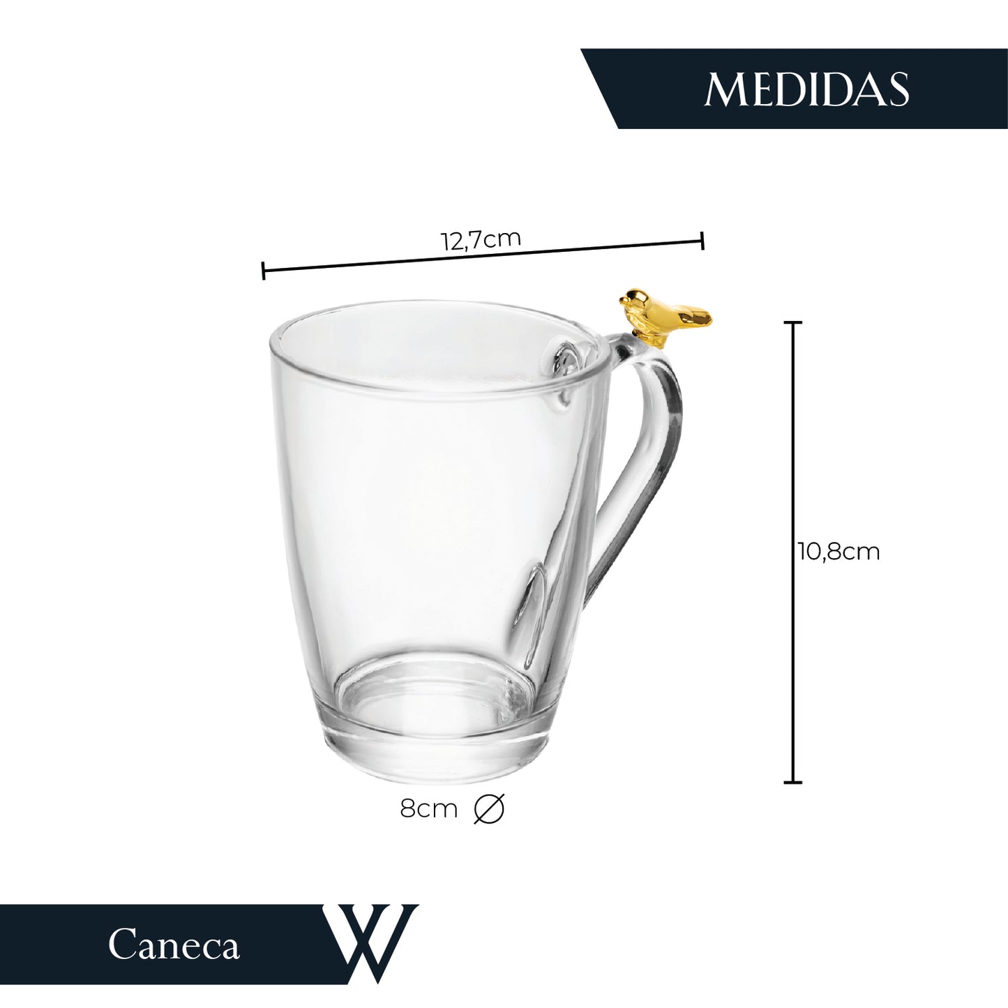 Caneca Golden Bird 300ml Cristal - Wolff