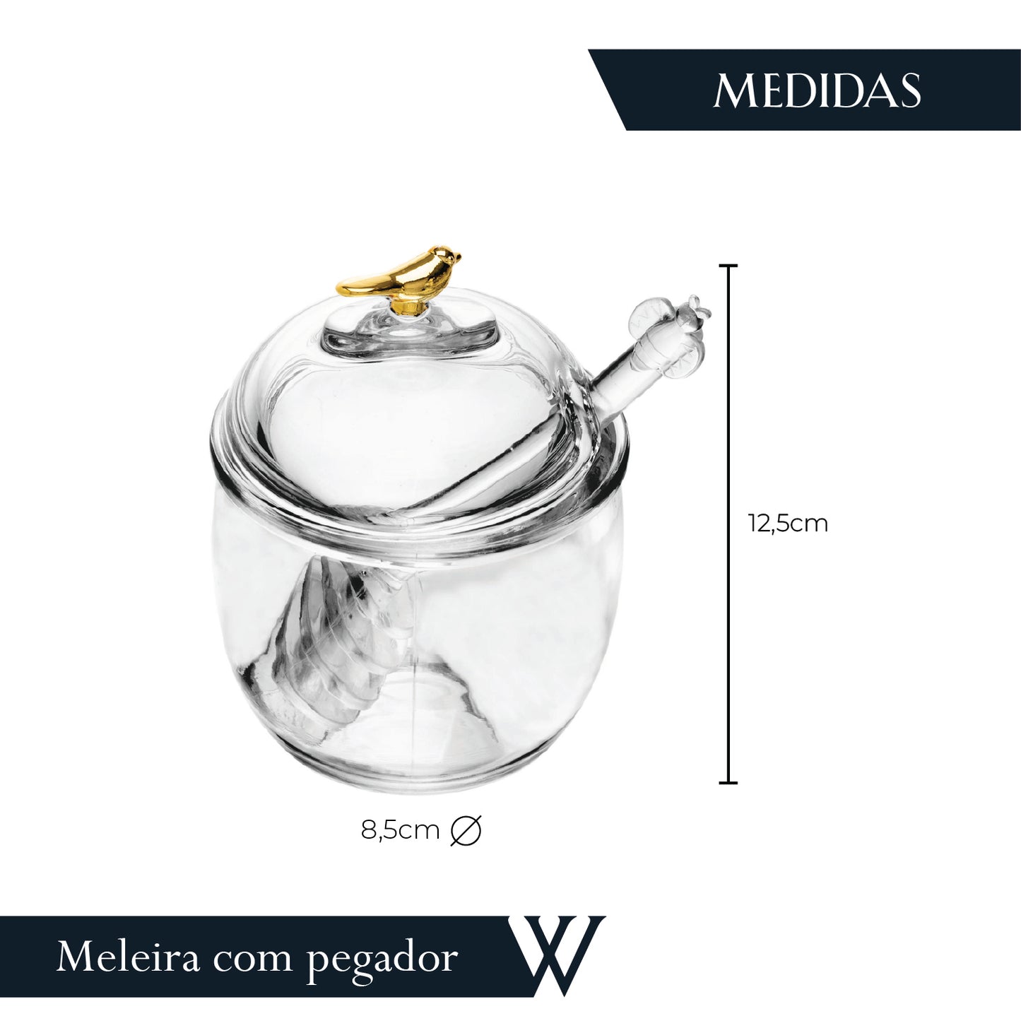 Meleira com Pegador e Tampa Golden Bird 150ml Cristal - Wolff