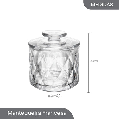 Manteigueira Francesa Diamond 9,5cm x 9,5cm x 8,5cm Vidro - Lyor