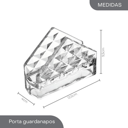 Porta Guardanapos de Cristal Ecológico Diamond 12,5cm x 4cm x 9,5cm - Lyor