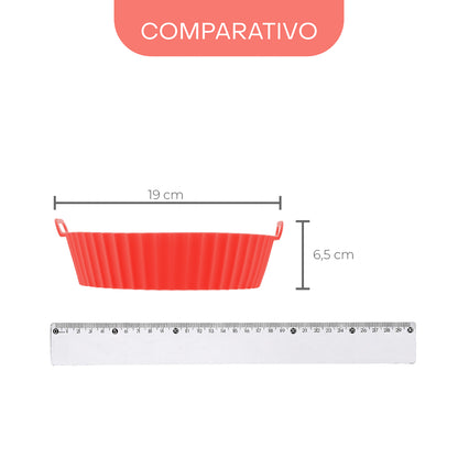 Forma Redonda de Silicone para Air Fryer Vermelha 19cm x 6,5cm - Lyor