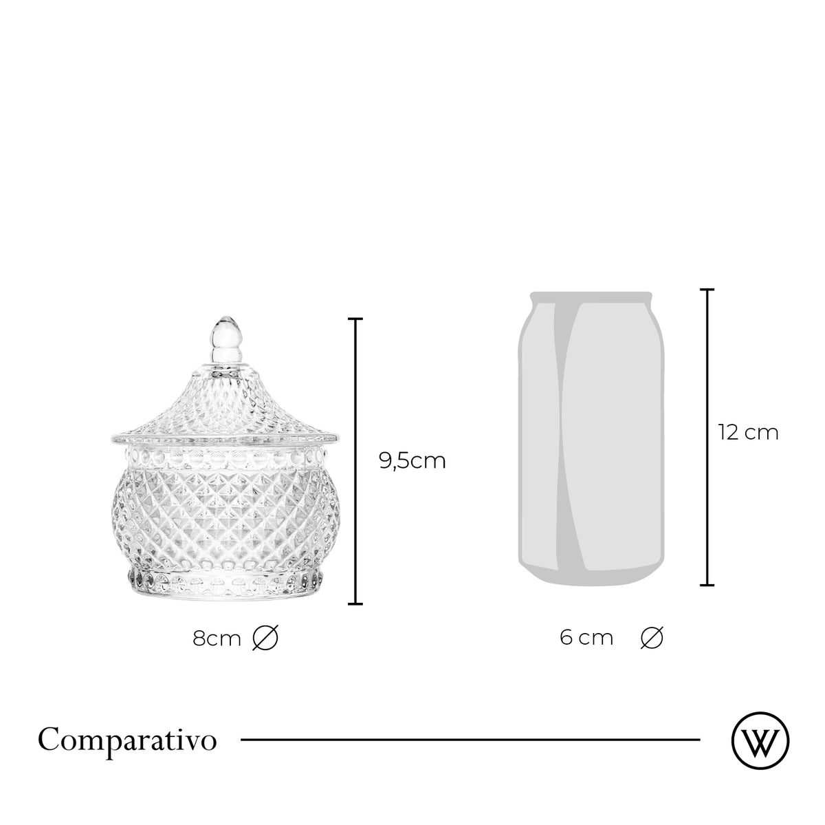 Potiche de Vidro Hat Spikes 8cm x 8cm x 9,5cm - Wolff