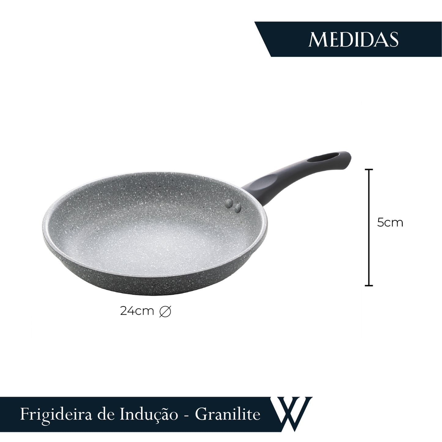 Frigideira de Indução em Alumínio com Revestimento Cerâmico Granilite Cinza 24cm - Wolff