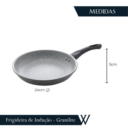 Frigideira de Indução em Alumínio com Revestimento Cerâmico Granilite Cinza 24cm - Wolff