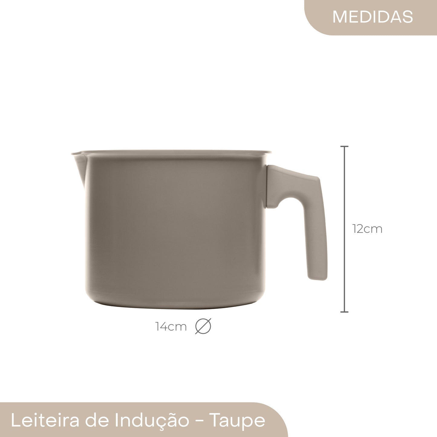 Leiteira de Indução em Alumínio com Revestimento Cerâmico Granito Chef Taupe 1,7L - Lyor