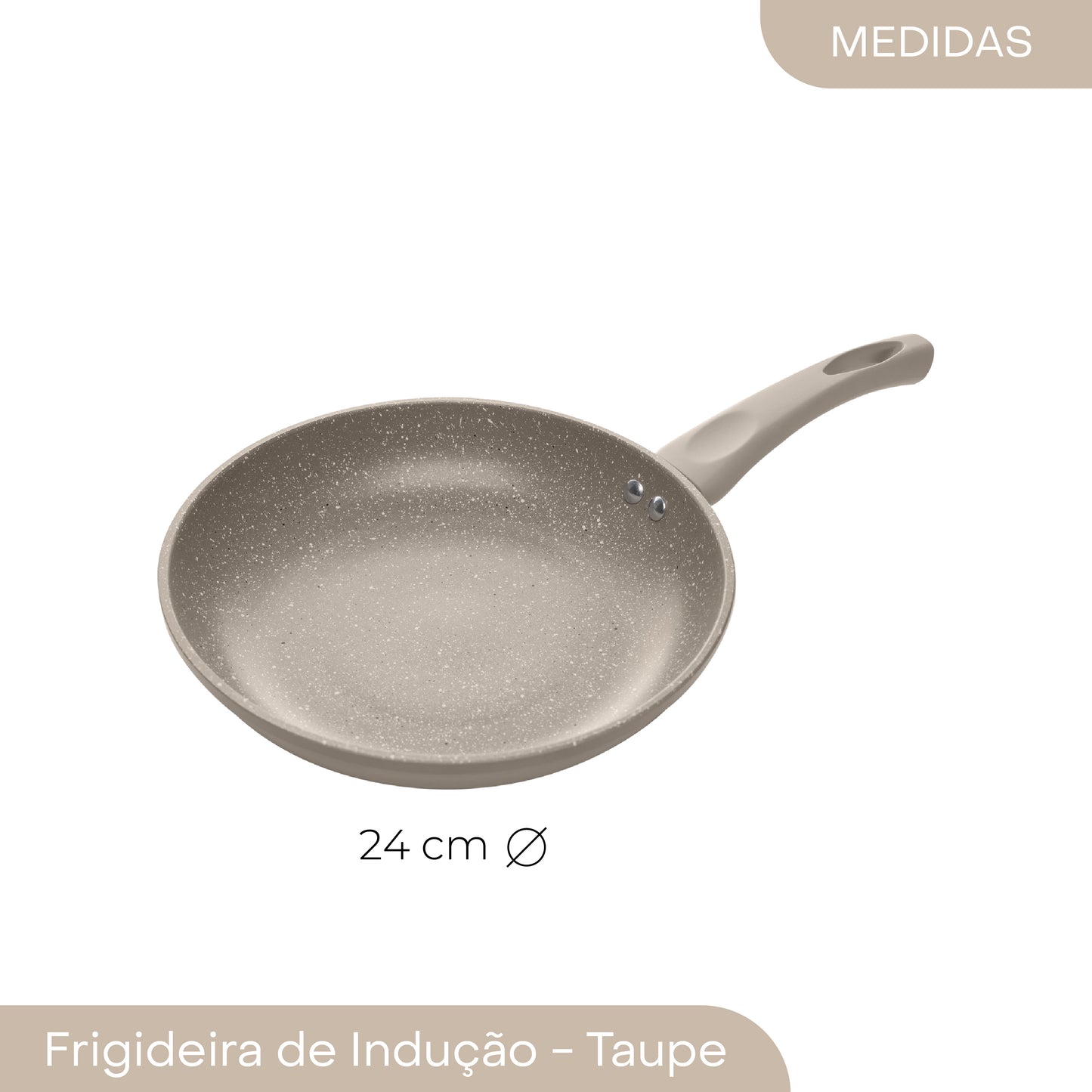 Frigideira de Indução Granito Chef 24cm Taupe Alumínio com Revestimento Cerâmico - Lyor