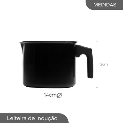 Leiteira de Indução em Alumínio com Revestimento Cerâmico Granito Chef Vermelha 1,7L - Lyor