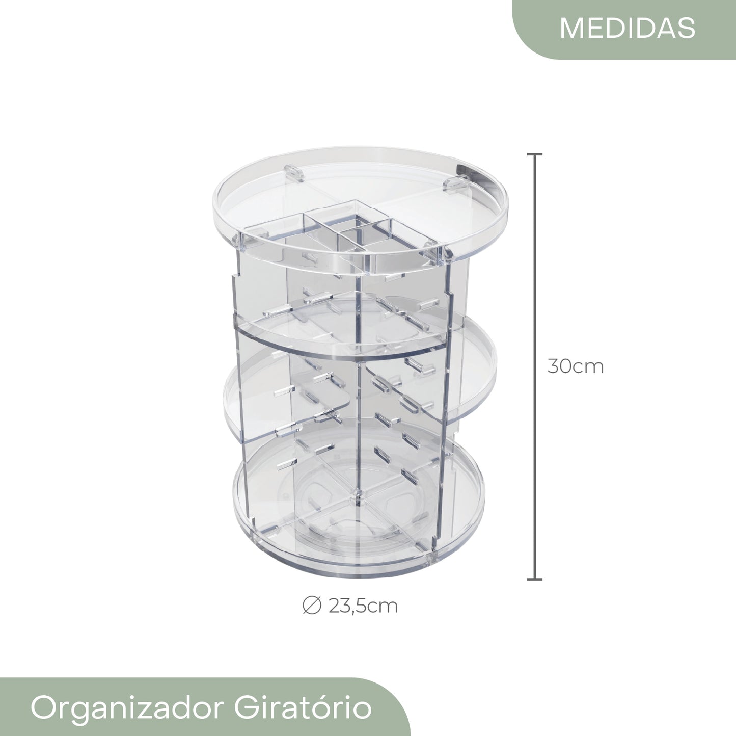 Organizador Giratório My Box 23,5cm x 23,5cm x 30cm Poliestireno - Lyor