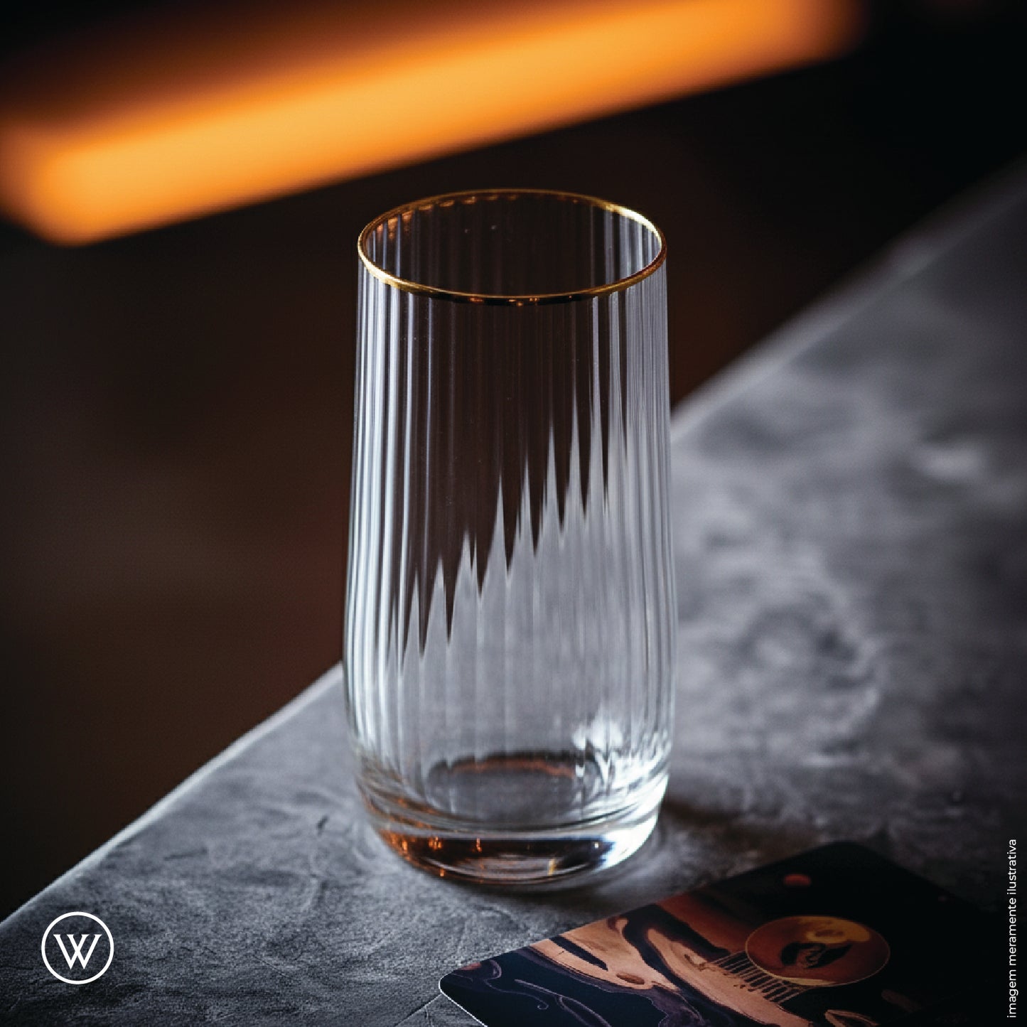 Conjunto 2 Copos Altos Lines com Fio de Ouro 450ml Vidro - Wolff