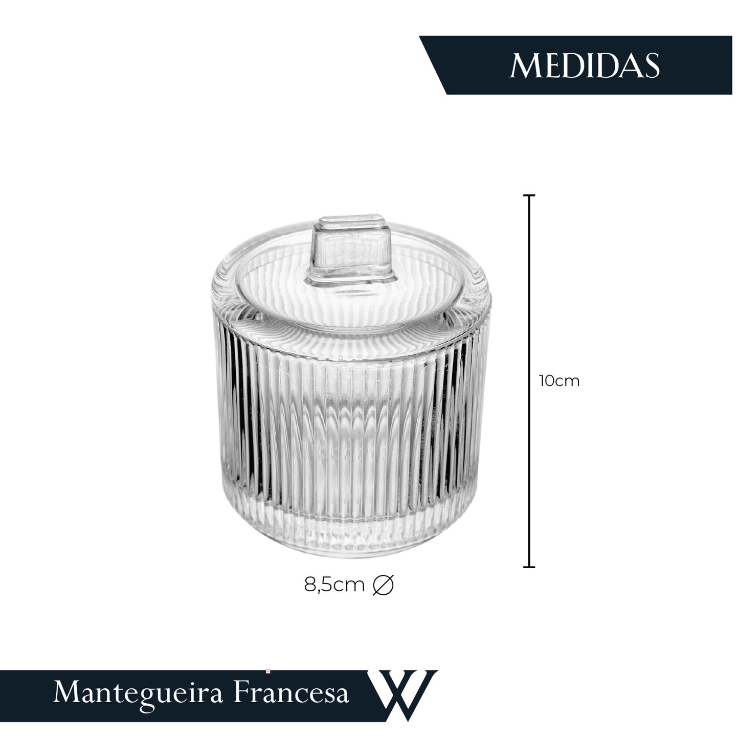Potiche Lines 8,5cm x 8,5cm x 10cm Cristal - Wolff