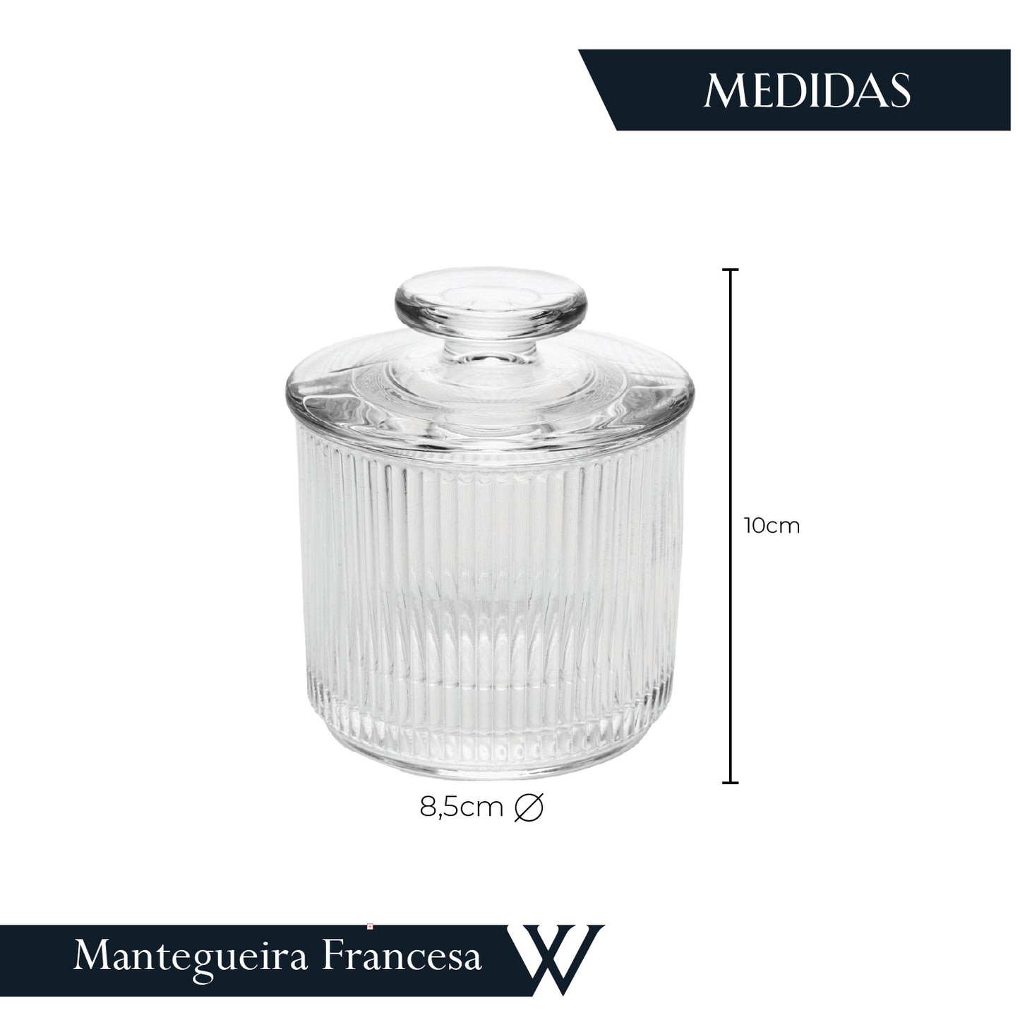 Manteigueira Francesa Lines 8,5cm x 10cm x 8,5cm Cristal Ecológico - Wolff