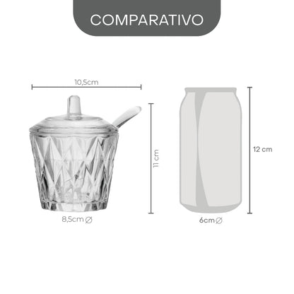 Açucareiro Diamond 11,00cm x 8,50cm x 10,50cm Cristal – Lyor