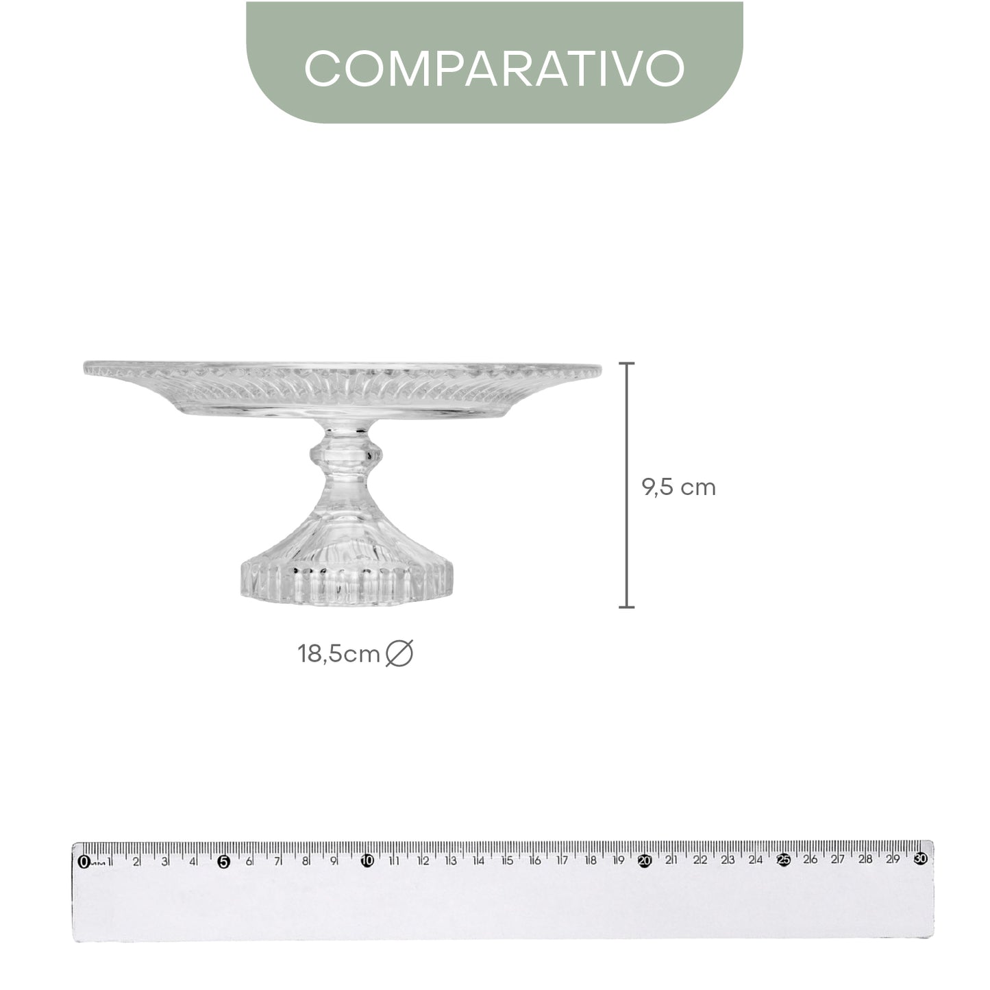 Prato para Bolo de Cristal Renaissance 18,5cm x 9,5cm - Lyor