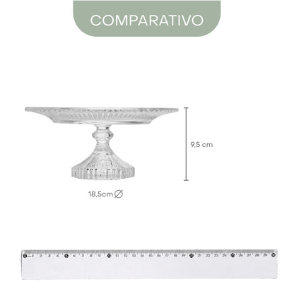 Prato para Bolo de Cristal Renaissance 18,5cm x 9,5cm - Lyor