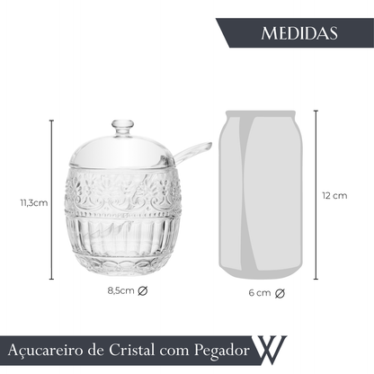 Açucareiro com colher Mauve 8,5cm x 11cm Cristal - Wolff