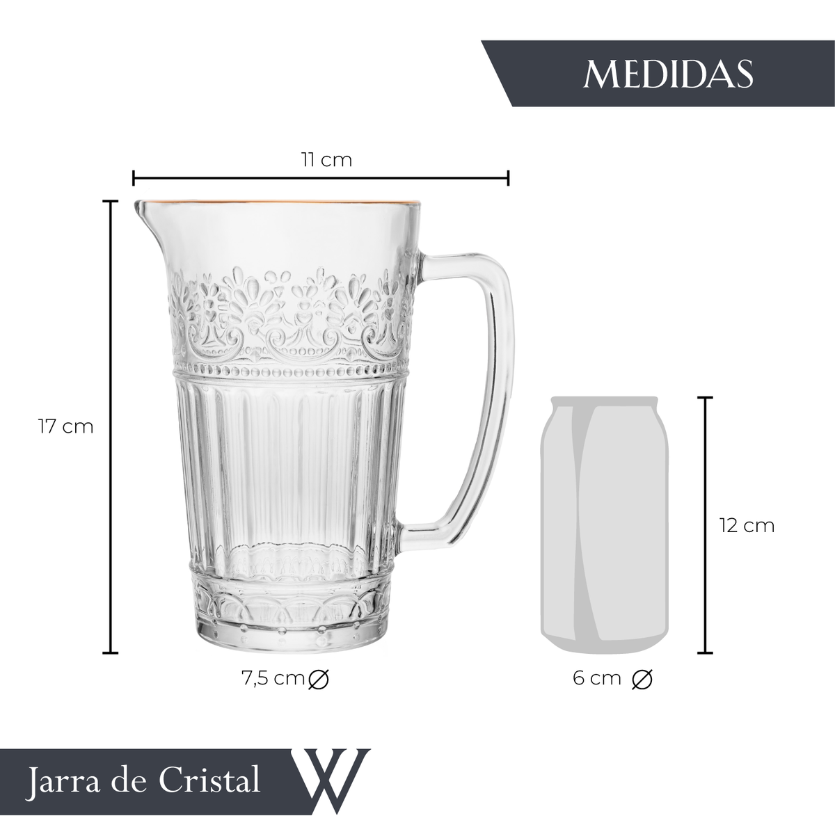Jarra Mauve com Fio de Ouro 750ml Cristal - Wolff