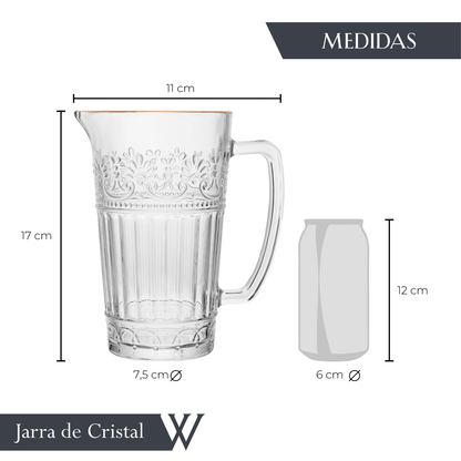 Jarra Mauve com Fio de Ouro 750ml Cristal - Wolff