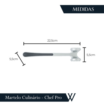 Martelo Culinário Amaciador de Carnes Liga de Zinco com Cabo Chef Pro 22,5cm - Wolff