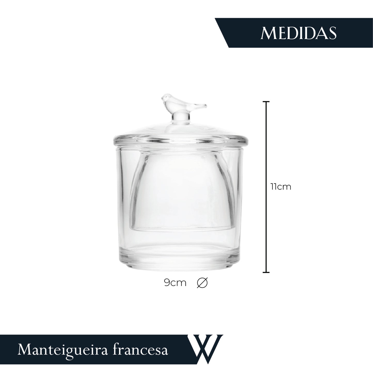 Manteigueira Francesa Bird Cristal Ecológico - Wolff