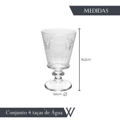 Conjunto 4 Taças de Água Lines Butterfly 350Ml Vidro - Wolff