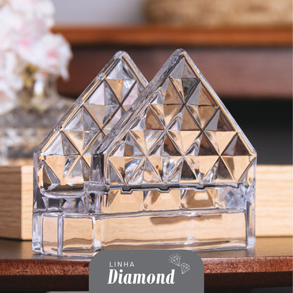 Porta Guardanapos de Cristal Ecológico Diamond 12,5cm x 4cm x 9,5cm - Lyor