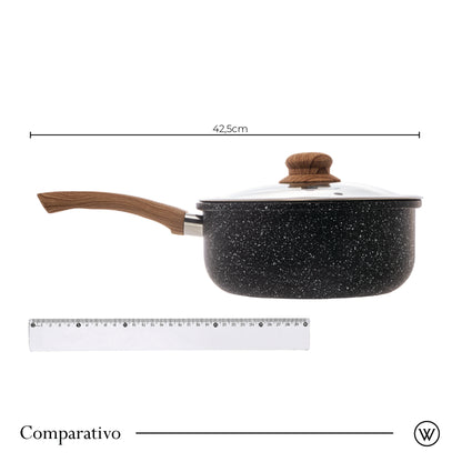 Panela de Indução em Alumínio Revestimento Cerâmico e Tampa de Vidro - Wolff
