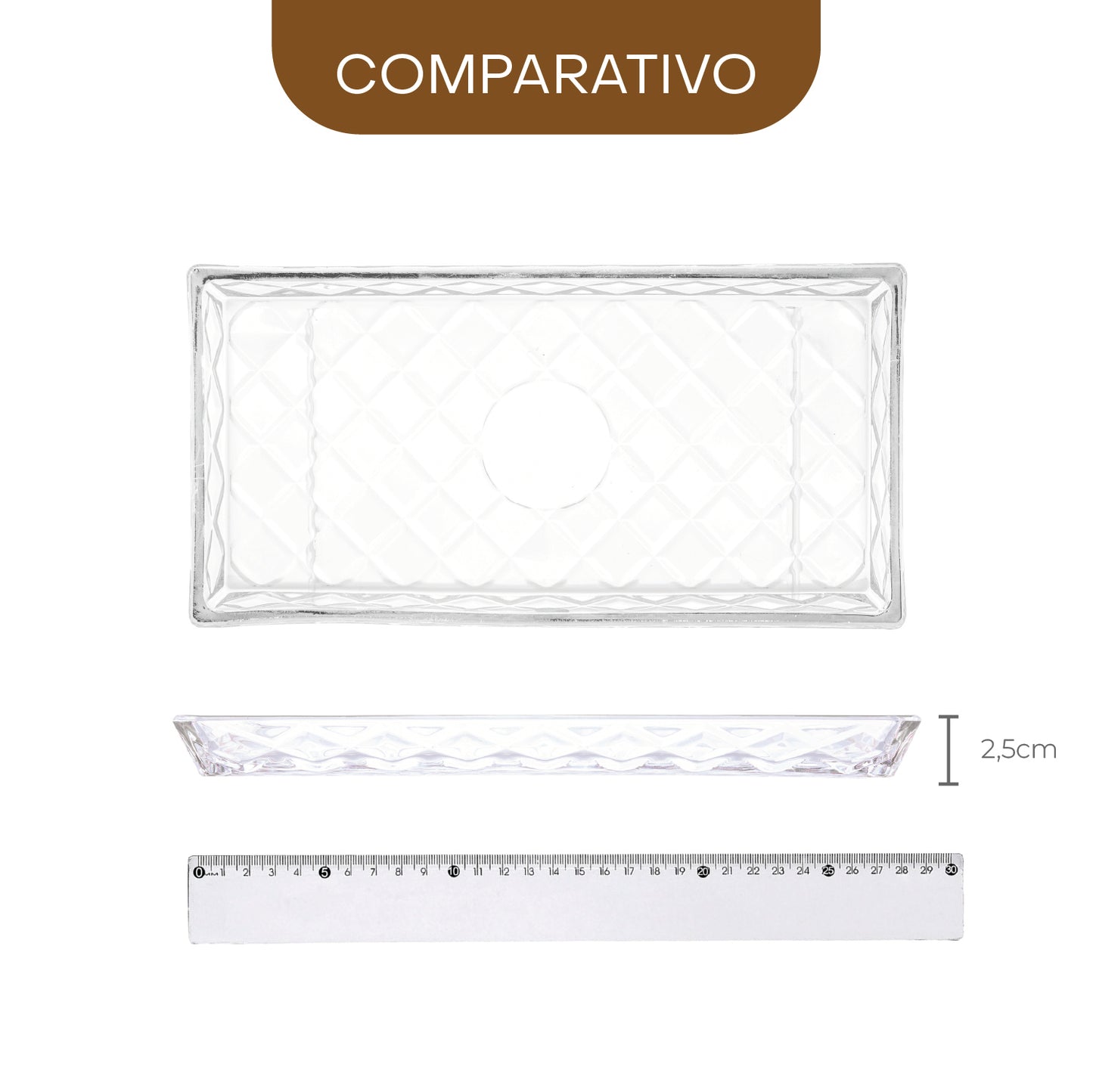 Travessa para Servir de Cristal Deli Diamond 28,5cm x 14,5cm x 2cm - Lyor