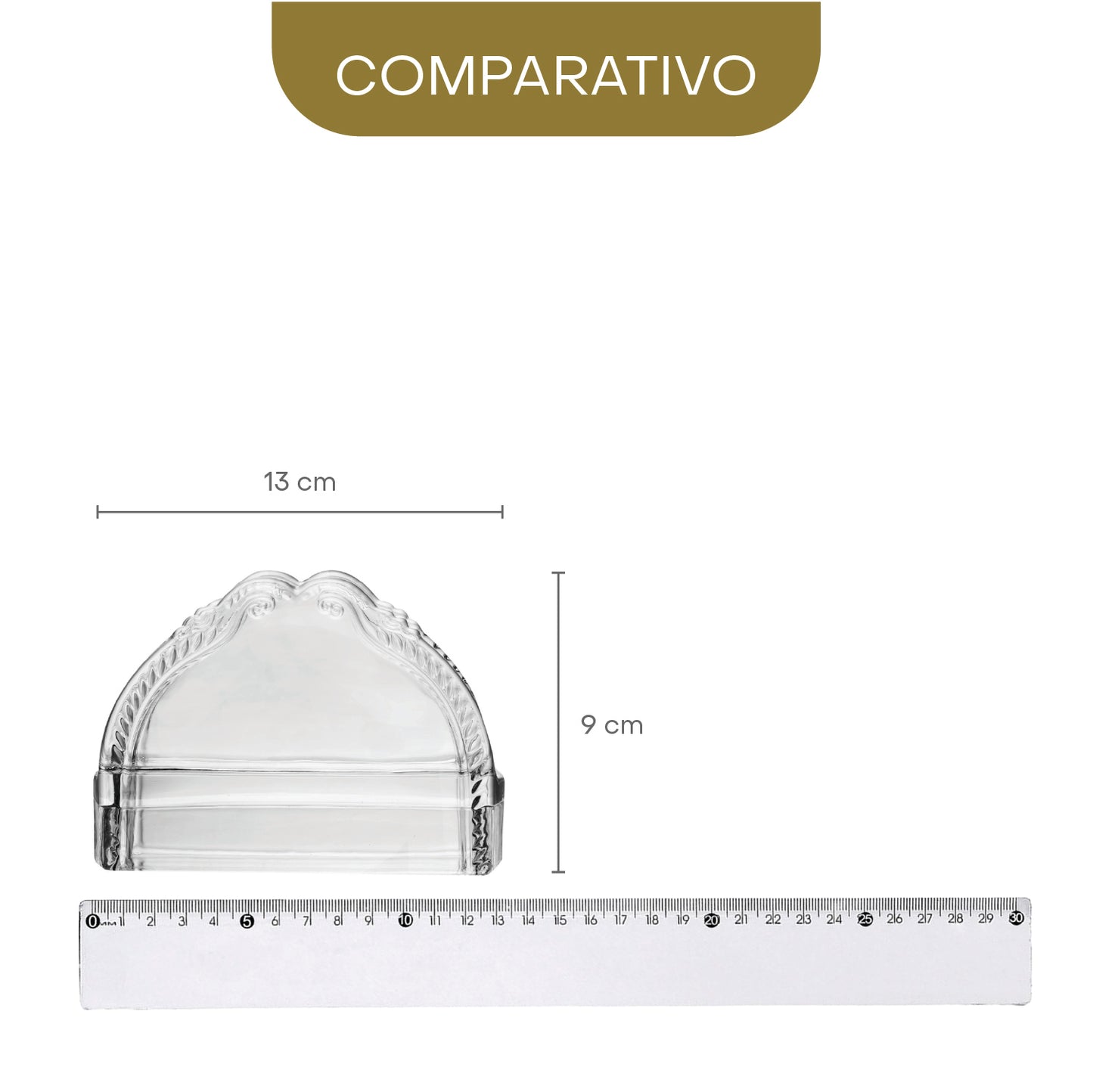 Porta Guardanapos de Cristal Ecológico Imperial 13cm x 4cm x 9cm - Lyor
