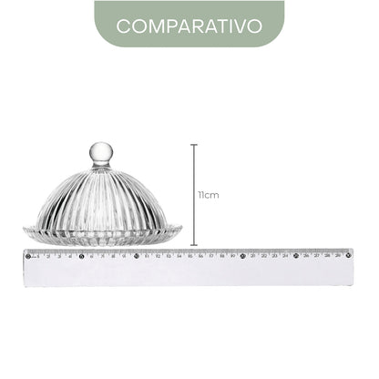 Prato para Doce com Tampa Renaissance 14,4cm x 14,4cm x 9,5cm Cristal - Lyor