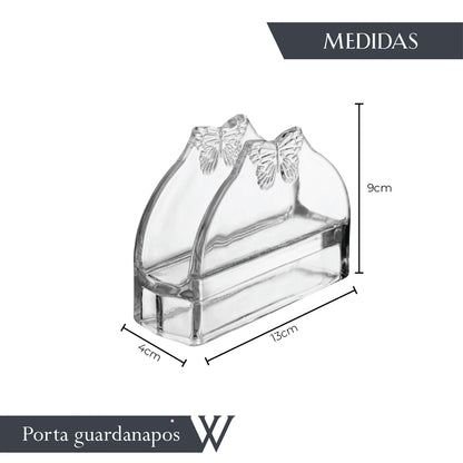 Porta Guardanapos de Vidro Butterfly 13cm x 4cm x 9cm - Wolff