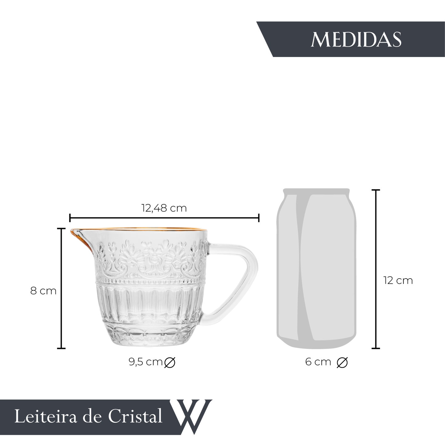 Leiteira Mauve com Fio de Ouro 230ml Cristal - Wolff