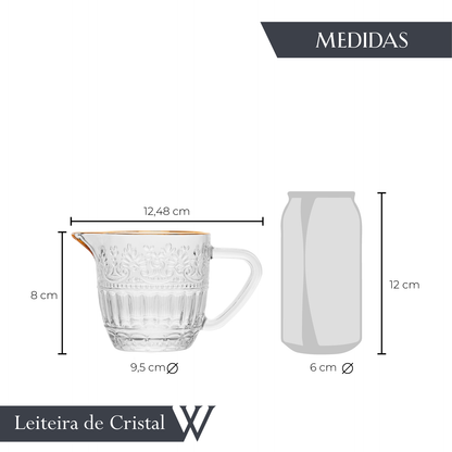 Leiteira Mauve com Fio de Ouro 230ml Cristal - Wolff
