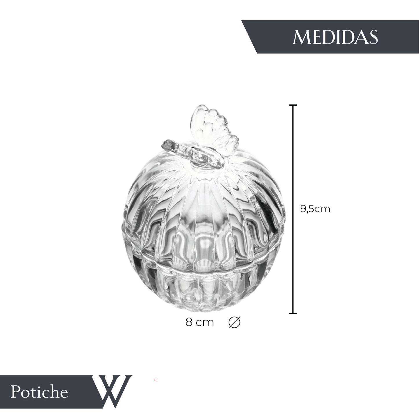 Potiche de Cristal Butterfly 8cm x 8cm x 9,5cm - Wolff