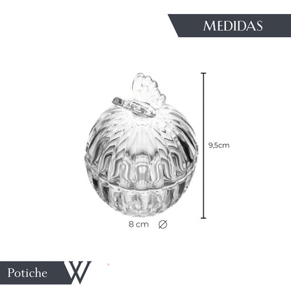 Potiche de Cristal Butterfly 8cm x 8cm x 9,5cm - Wolff