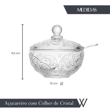 Açucareiro com Colher Daisy Cristal - Wolff