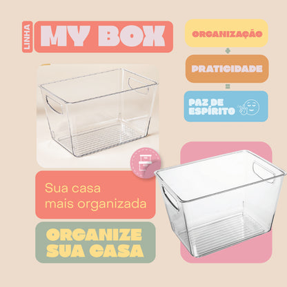 Caixa Organizadora com Alça My Box 20cm x 14cm x 13cm Plástico - Lyor