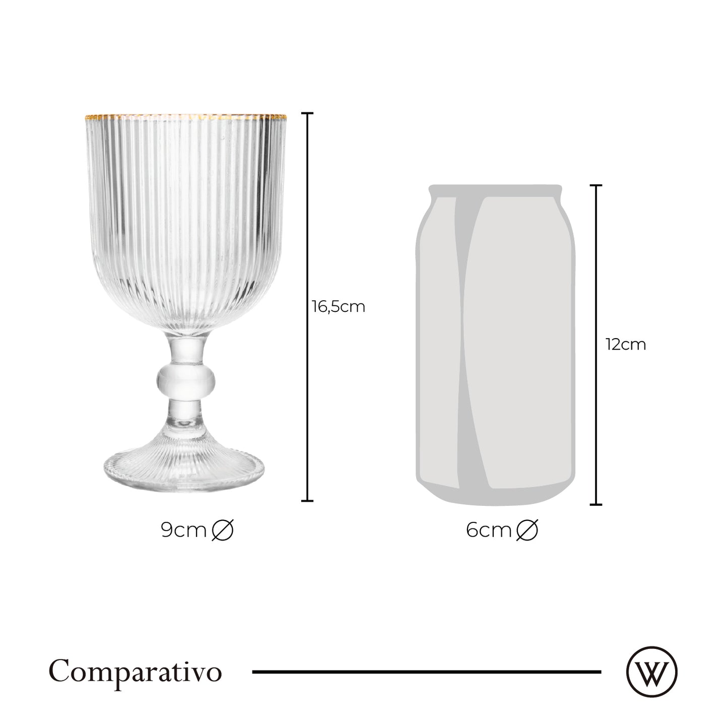 Conjunto 2 Taças de Vidro com Fio de Ouro Lines 380ml - Wolff