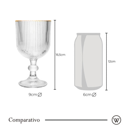 Conjunto 2 Taças de Vidro com Fio de Ouro Lines 380ml - Wolff