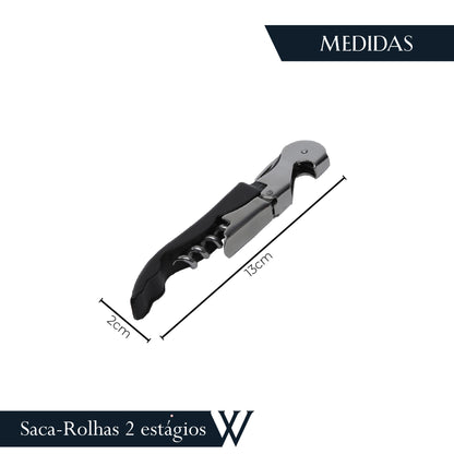 Saca-Rolhas de Inox 2 Estágios 13cm x 2cm - Wolff