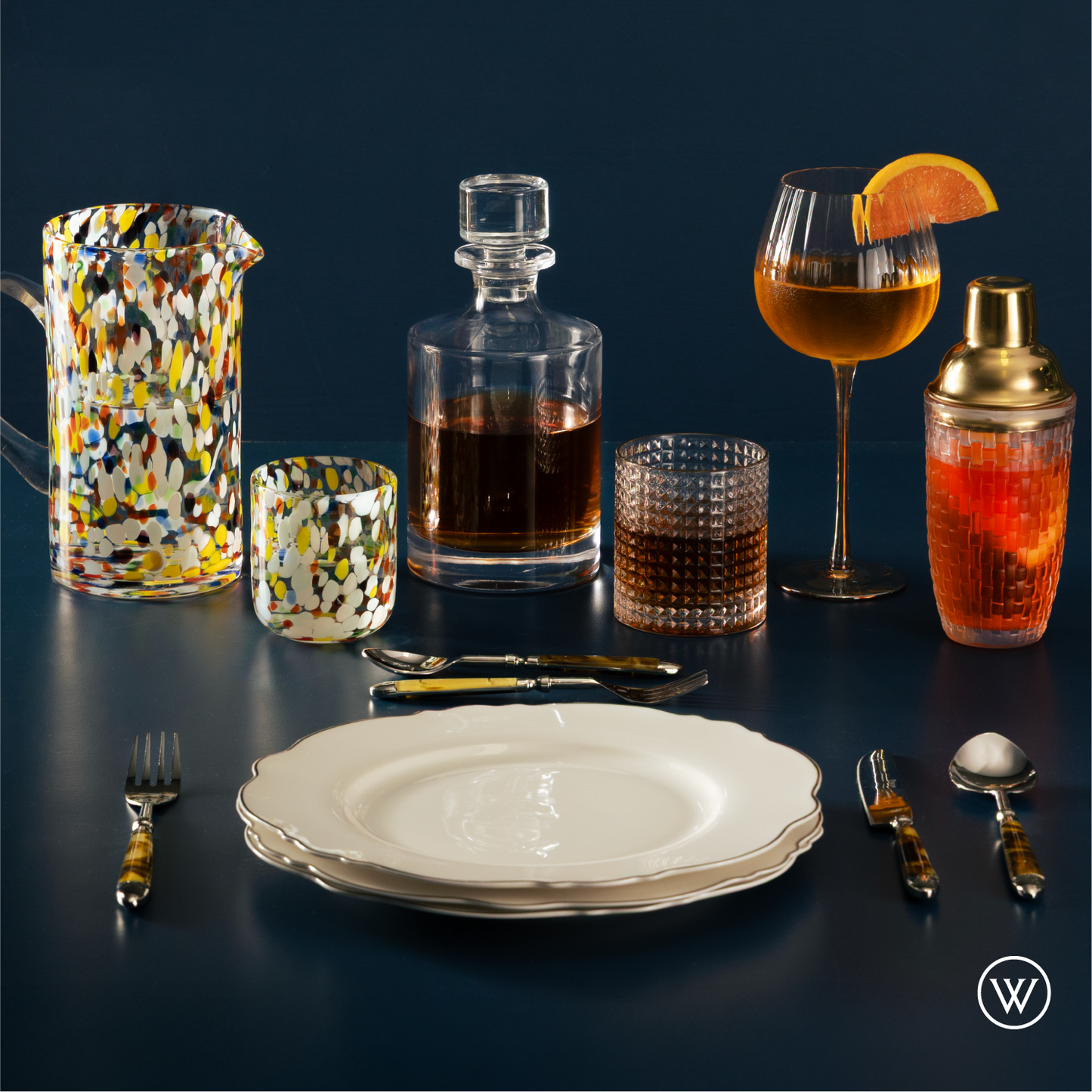 Conjunto 6 Pratos Rasos de Porcelana Maldivas com Fio Prata 28cm - Wolff