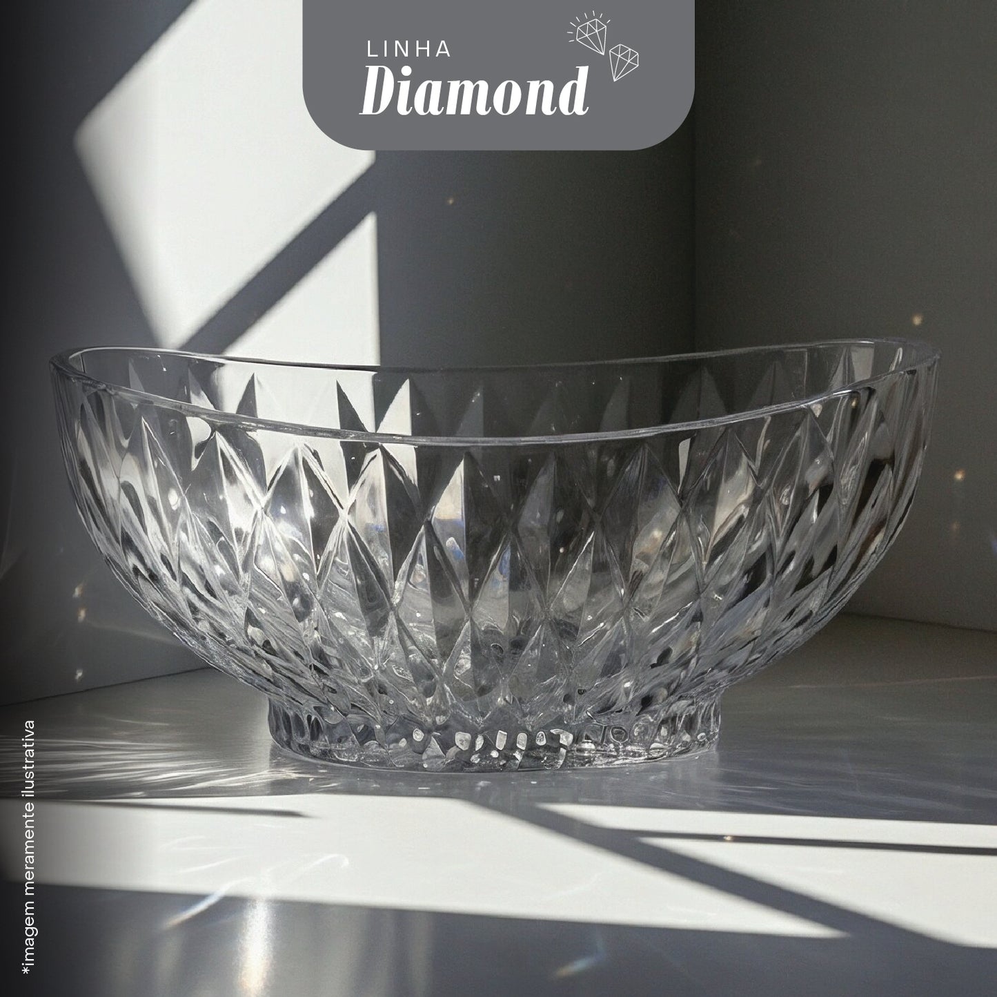 Centro de Mesa de Cristal Ecológico Diamond 28cm x 15cm x 13,5cm - Lyor