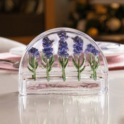 Porta Guardanapos Lavanda Hand Painting 12,5cm x 4,5cm x 9cm Cristal - Lyor