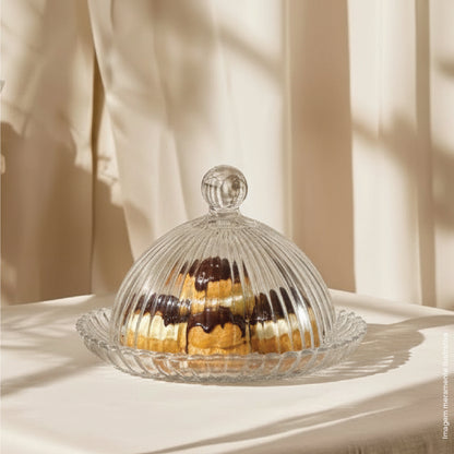 Prato para Doce com Tampa Renaissance 14,4cm x 14,4cm x 9,5cm Cristal - Lyor