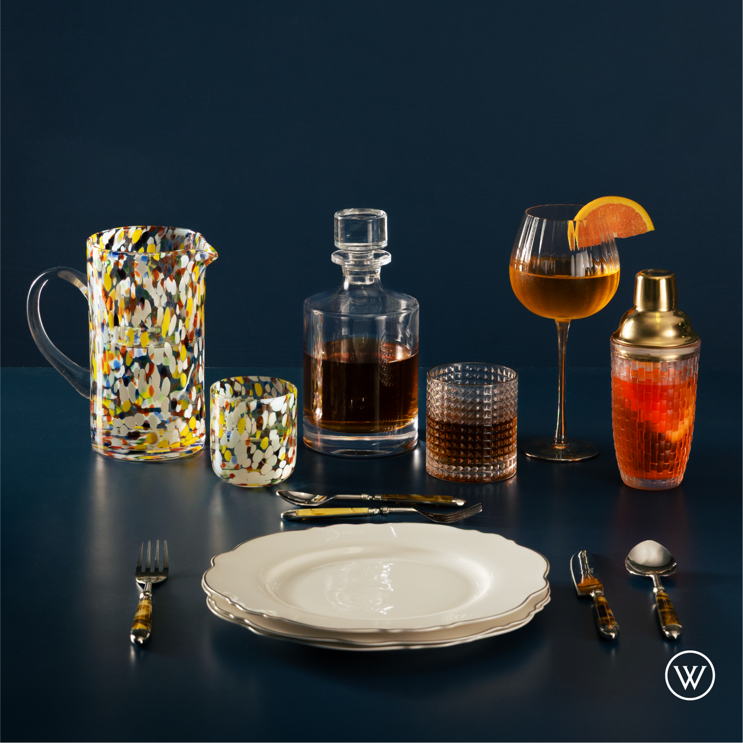 Conjunto 6 Pratos Fundos de Porcelana Maldivas com Fio Prata - Wolff