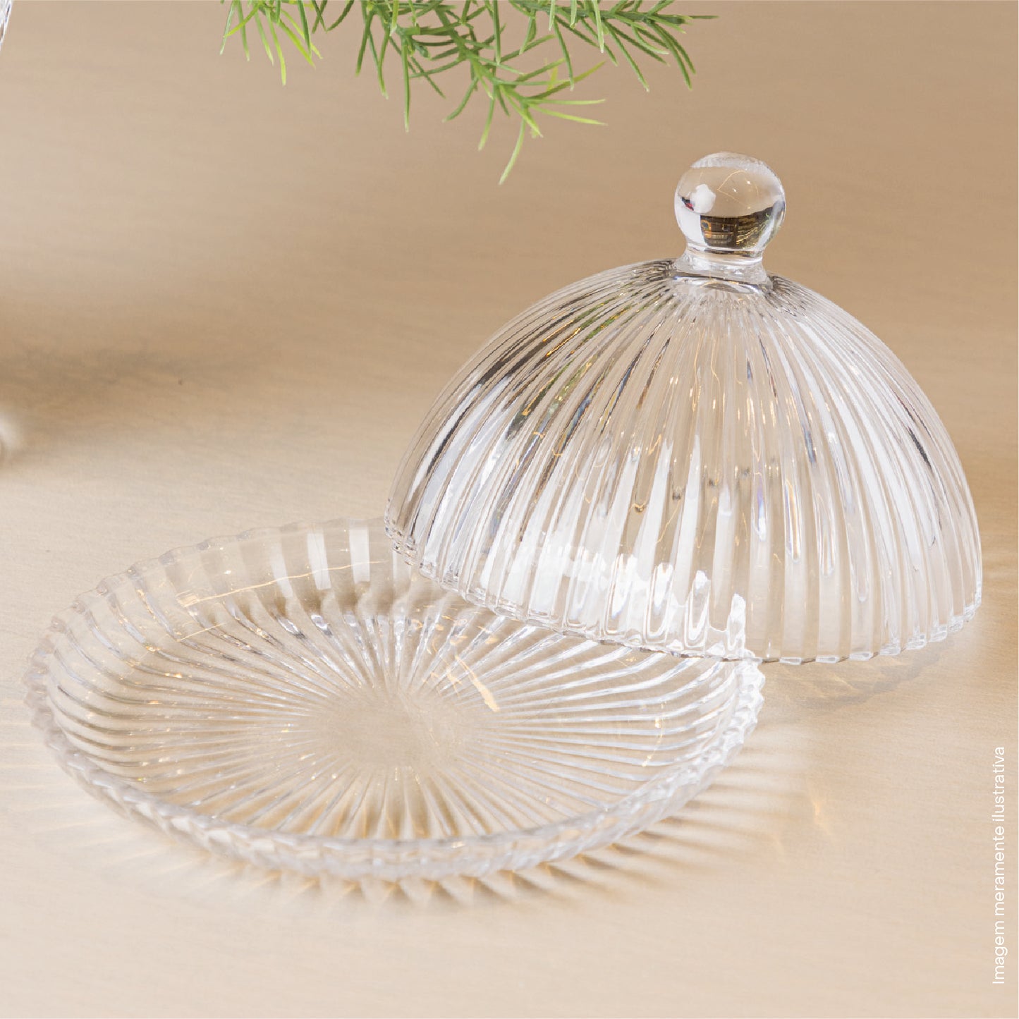 Prato para Doce com Tampa Renaissance 14,4cm x 14,4cm x 9,5cm Cristal - Lyor