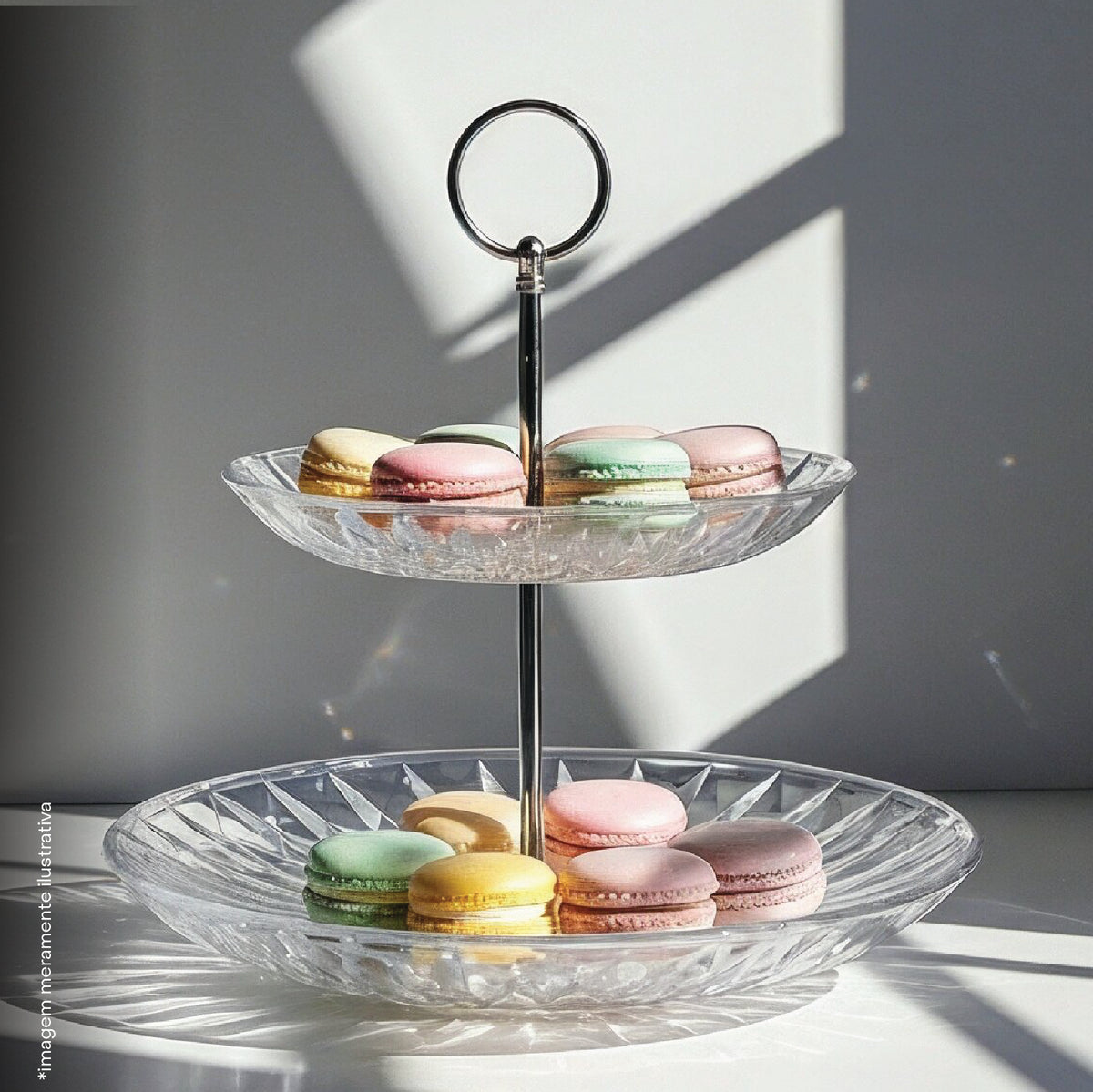 Porta Doces de Vidro 2 Andares Diamond 25cm - Lyor