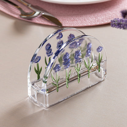 Porta Guardanapos Lavanda Hand Painting 12,5cm x 4,5cm x 9cm Cristal - Lyor