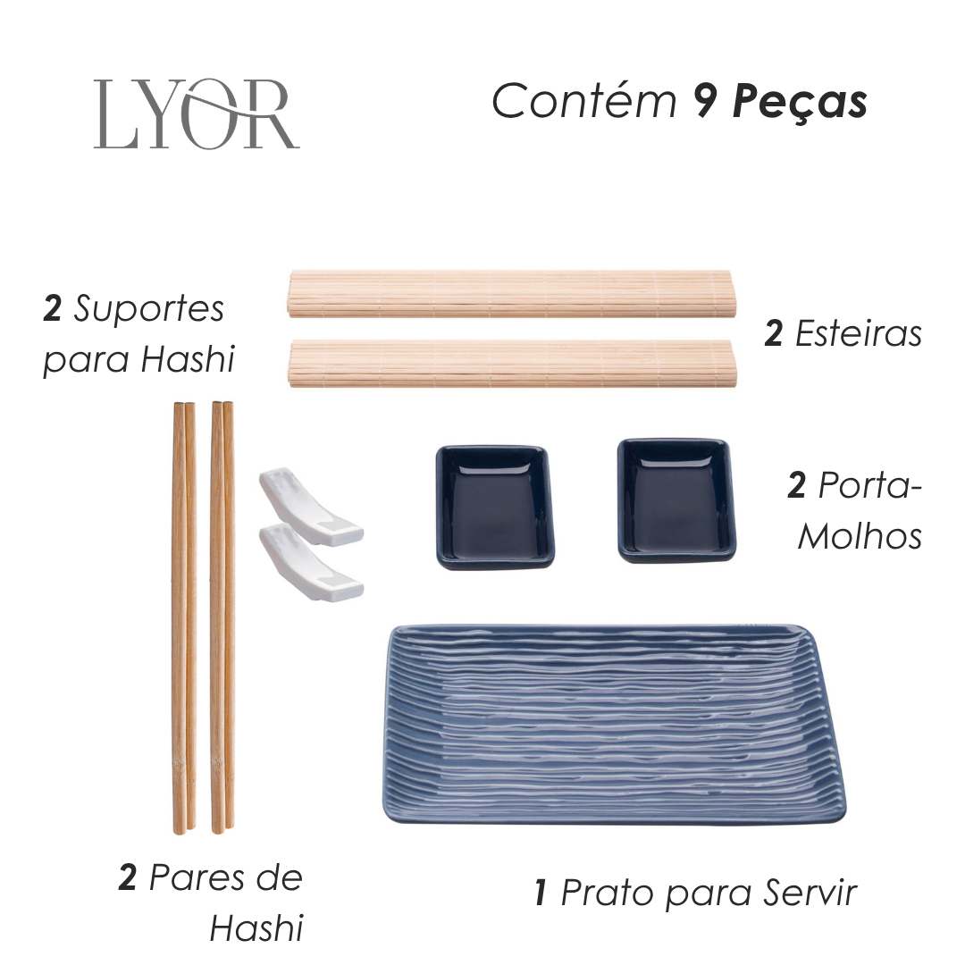 Conjunto 9 Peças para Sushi Yuki Bambu - Lyor