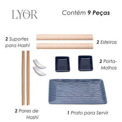 Conjunto 9 Peças para Sushi Yuki Bambu - Lyor